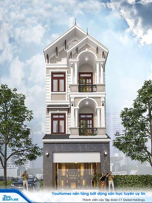 Mẫu thiết kế mặt tiền nhà phố 3 tầng đẹp - hiện đại ✓SBS HOUSE