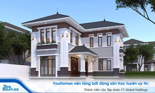Cách bố trí cửa ra vào của căn nhà 2 tầng chữ L cực kỳ hợp lý. 
