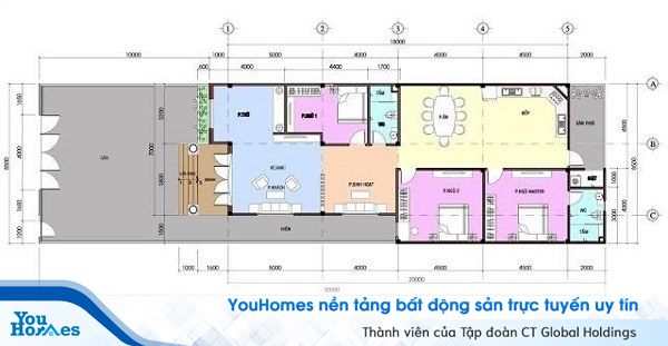 Bản vẽ thiết kế mẫu nhà cấp 4 mái thái 100m2 – 3 phòng ngủ - 700 triệu đồng.