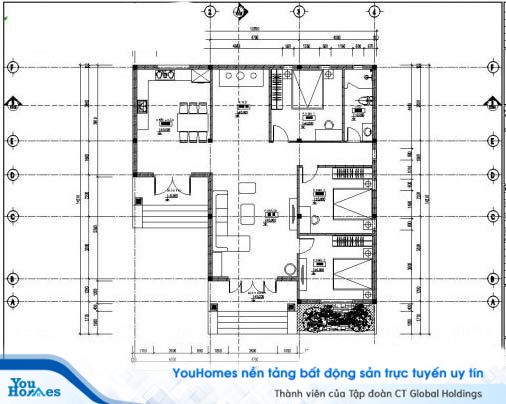 Bản vẽ thiết kế mẫu nhà cấp 4 mái thái 150m2 – 3 phòng ngủ - 1.1 tỷ đồng.