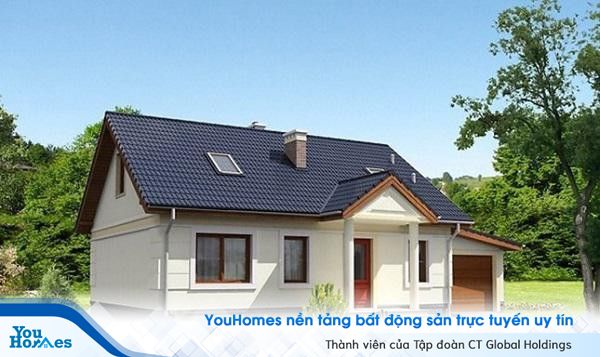 Mẫu nhà 1 tầng mái thái nhỏ nhắn giữa không gian xanh mát. 