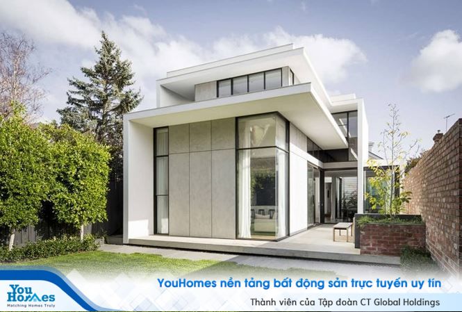 Nhà 1 tầng với hình thù độc đáo toát lên vẻ hiện đại.