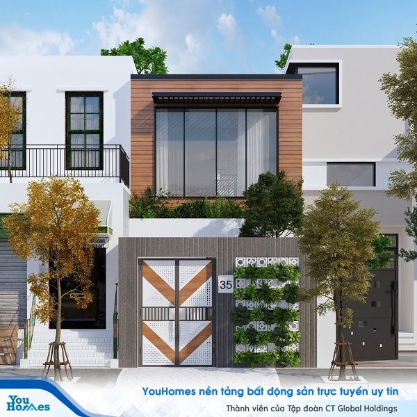 Mẫu nhà ống 2 tầng 2 phòng ngủ hiện đại.