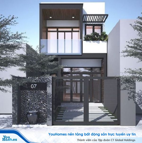 Mẫu nhà ống 2 tầng thiết kế độc đáo.