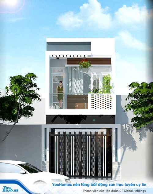 Phần ban công của nhà 2 tầng sẽ là không gian hợp lý để bạn tạo điểm nhấn cho ngôi nhà.