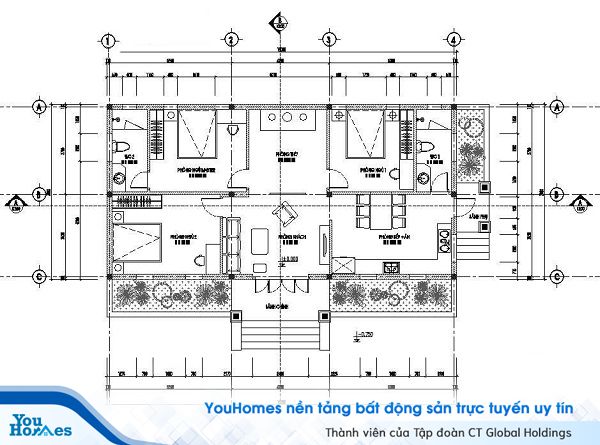 Mặt bằng công năng mẫu nhà cấp 4 mái thái nông thôn đẹp.