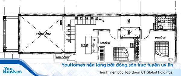 Mặt bằng công năng mẫu nhà cấp 4 có gác lửng hiện đại 500 triệu đồng.
