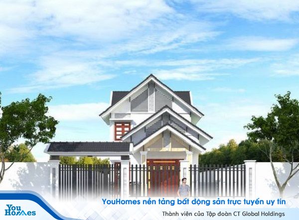 Phối cảnh tổng thể mẫu nhà cấp 4 có gác lửng 5x15m 600 triệu đồng.
