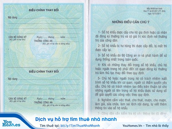 Thông tin có trong sổ hộ khẩu bao gồm thông tin cá nhân, bản khai nhân khẩu và phiếu thay đổi hộ khẩu, nhân khẩu.