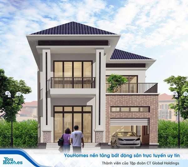 Mẫu nhà 2 tầng 3 phòng ngủ đơn giản mà vẫn tuyệt đẹp. 