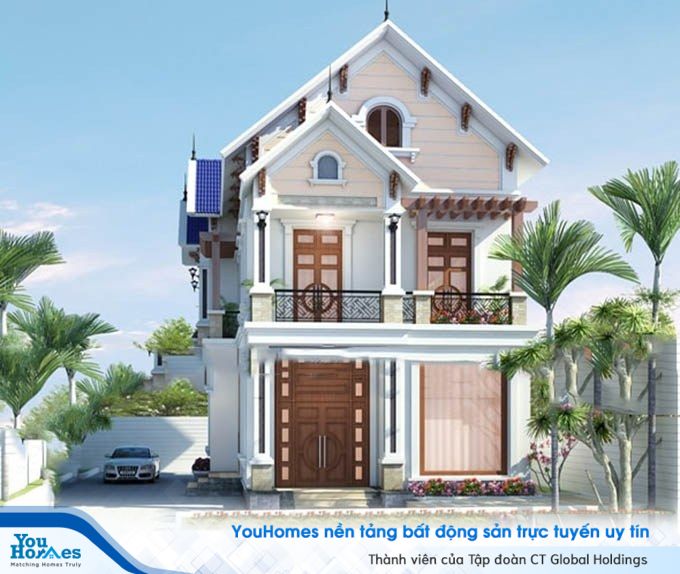 Ban công tầng 2 giúp ngôi nhà 2 tầng mái thái trở nên thơ mộng hơn. 