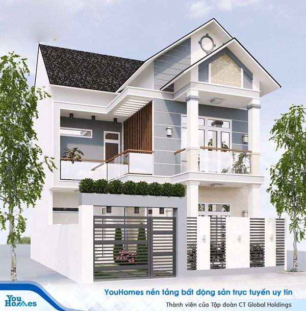 Phần sân nhà trở thành nơi trồng cây lý tưởng giúp cho ngôi nhà có thêm không gian xanh. 