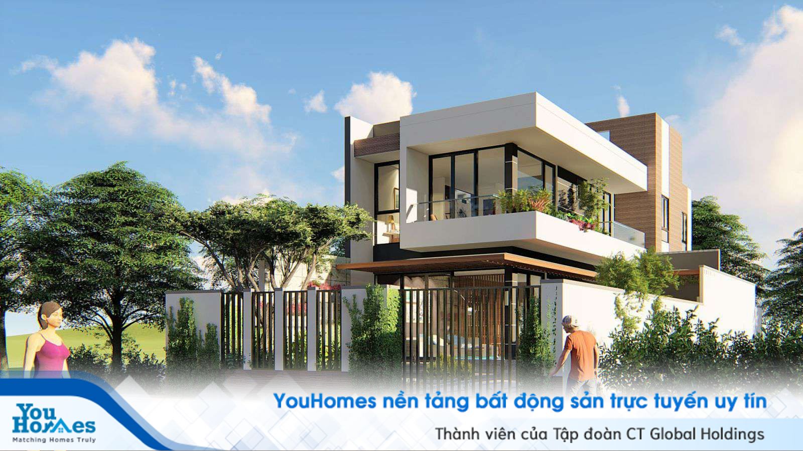 Những hình khối tưởng như không theo quy luật lại tạo nên sức hút kỳ lạ cho mẫu nhà 2 tầng 3 phòng ngủ mái bằng. 