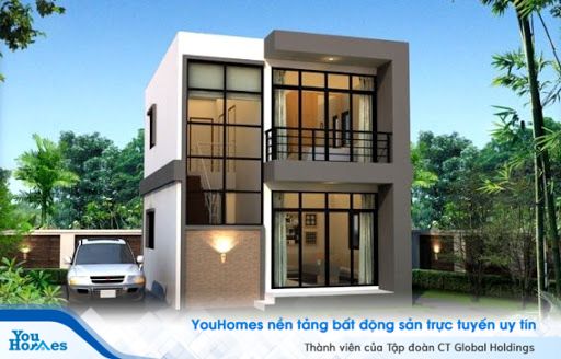 Thiết kế tối giản cũng là sự lựa chọn không tồi cho nhà 2 tầng mái bằng hiện đại. 