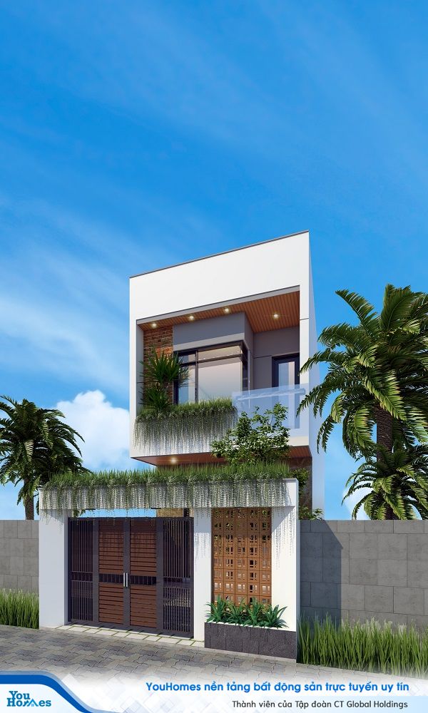 Thiết kế cây xanh với mật đồ dày giúp ngôi nhà trở nên trong lành. 