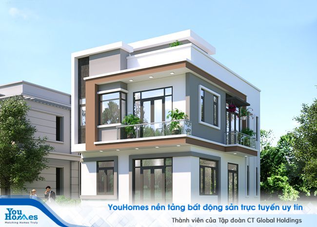 Ngôi nhà 2 tầng vuông vắn với thiết kế cửa sổ xung quanh cực kỳ hợp lý. 