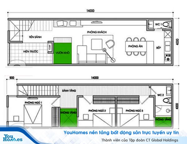 Mẫu thiết kế dành cho nhà ống sâu cực kỳ hợp lý. 