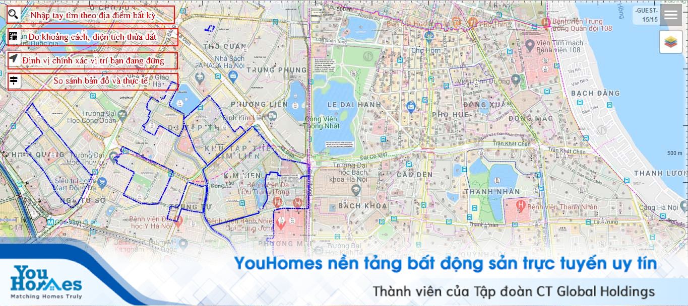 Giao diện website tra cứu thông tin thửa đất tại Hà Nội.