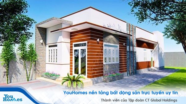 Mẫu nhà ống 1 tầng có gác lửng hiện đại.