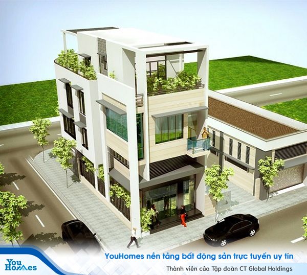 Mẫu nhà 2 mặt tiền 3 tầng bắt hiện đại.