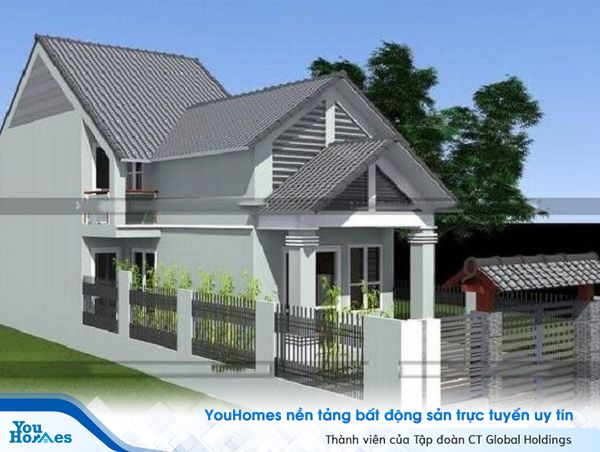 Mẫu nhà cấp 4 có gác lửng không gian thoáng mát.