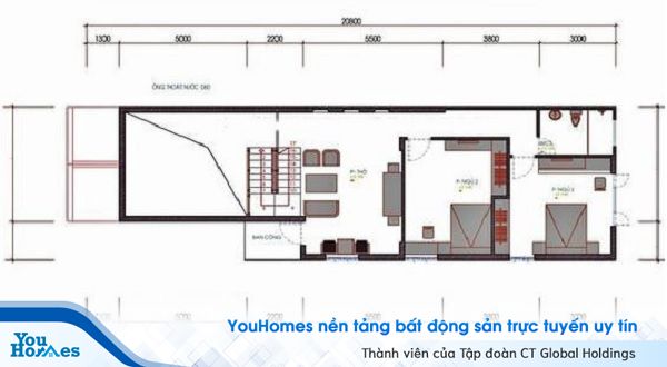 Bản vẽ thiết kế gác lửng của ngôi nhà.