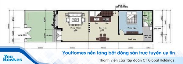 Phòng ngủ, nhà vệ sinh và sân phơi được bố trí ở phía sau đảm bảo sự riêng tư.