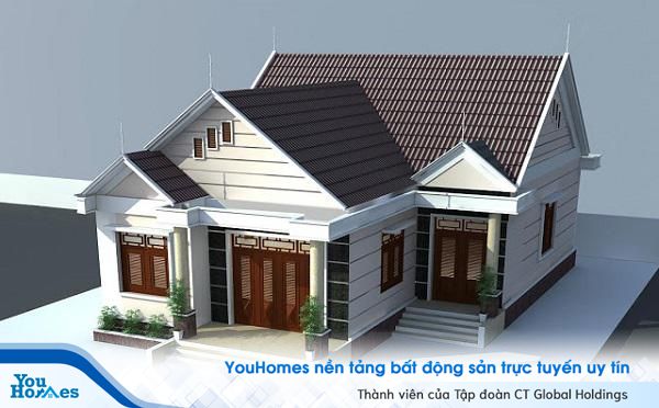 Những họa tiết truyền thống trên cửa giúp nhà cấp 4 chữ L trở nên nổi bật.