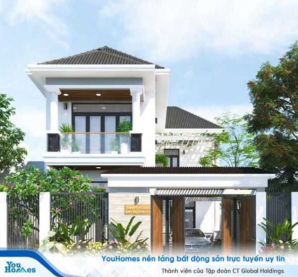 Mặt tiền xanh mát được tạo nên từ những cây cảnh sinh động.