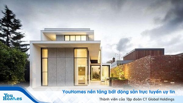 Mẫu nhà cấp 4 với 3 phòng ngủ thiết kế mái bằng hiện đại.