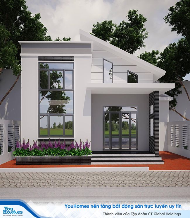 Màu xám ghi khi ứng dụng vào thiết kế nhà ống cấp 4 giúp hoàn thiện tổng thể. 