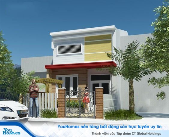 Nhà ống cấp 4 5x15 có gác lửng với sân vườn nhỏ nhắn.