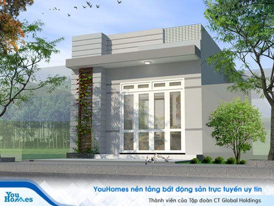 Mẫu nhà ống cấp 4 nhỏ nhắn với tông màu trầm. 