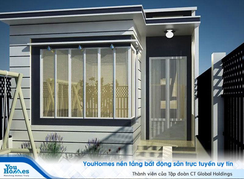 Nhà ống cấp 4 đẹp hiện đại với tông màu trẻ trung năng động. 