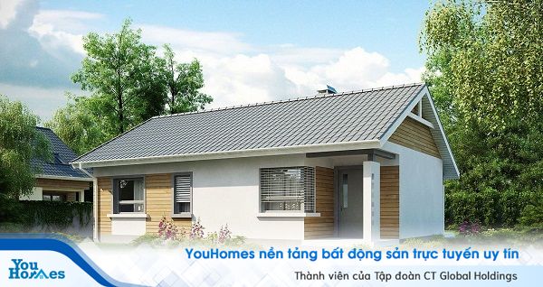 Mẫu nhà ống cấp 4 được ốp gỗ đơn giản mà tinh tế.