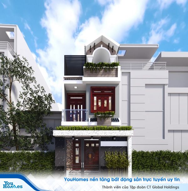 Tầng tum của ngôi nhà được thiết kế như một tầng hoàn chỉnh đánh lừa thị giác người nhìn.